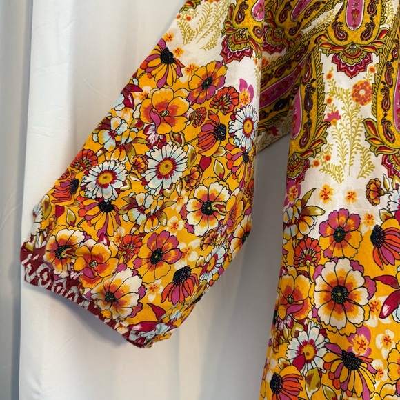 Fig & Flower Paisley Floral Blouse 3/4 Sleeve Women’s Large - Picture 7 of 12